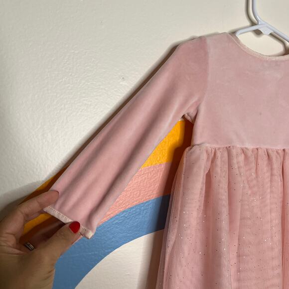 Hanna Andersson Girls Pink Dress V Neck Long Sleeve A Line 18-24 Months Princess - Picture 8 of 10